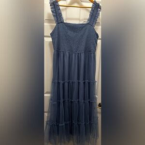 PRETTYGARDEN Women's Tulle Midi Dress Grey Blue Size XXL